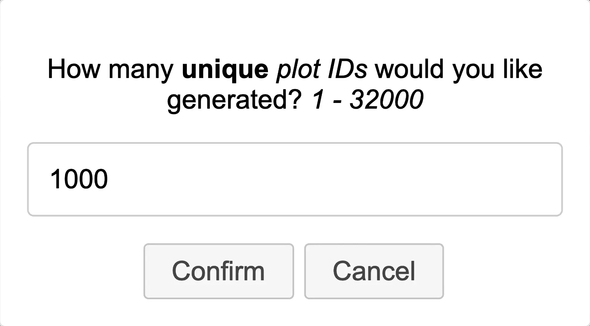 Generate IDs Dialog UI