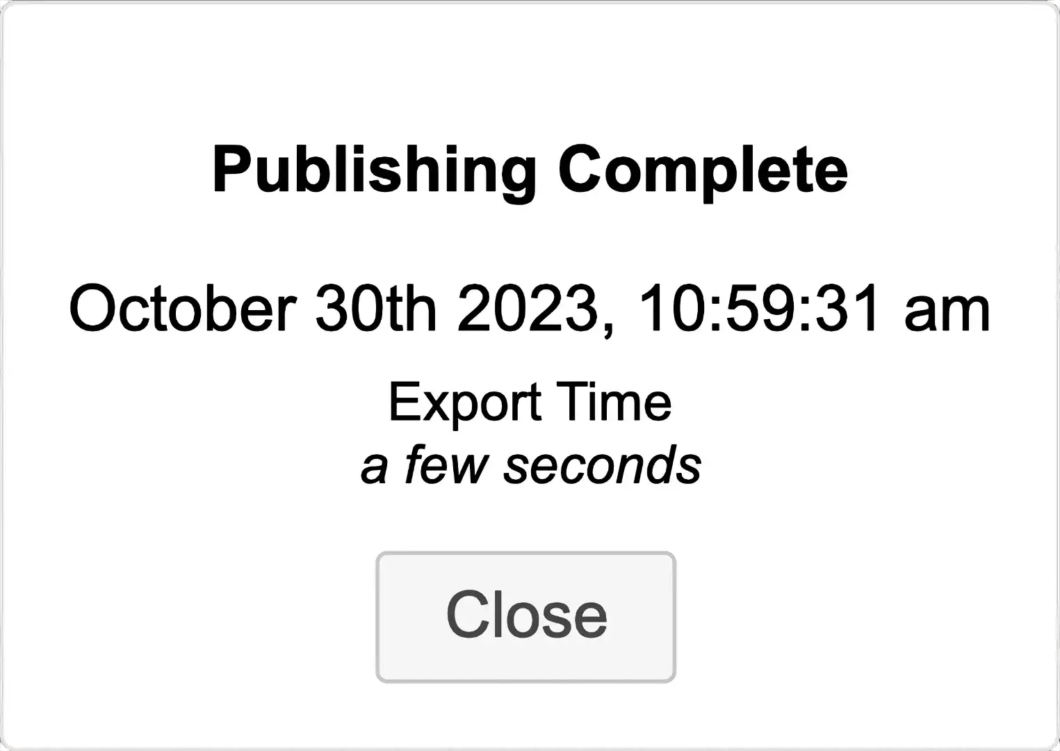 Publishing Complete Popup